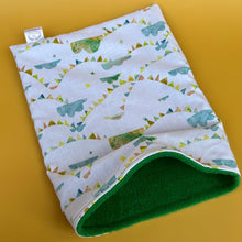 Load image into Gallery viewer, Clouds and bunting mini set. Tunnel, snuggle sack and toys. Hedgehog fleece tunnel and pouch.