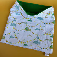 Load image into Gallery viewer, LARGE Clouds and bunting mini set. LARGE size tunnel, LARGE snuggle sack and toys. Fleece bedding.