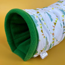 Load image into Gallery viewer, Clouds and bunting full cage set. Cube house, snuggle sack, tunnel cage set for hedgehog or small pet.