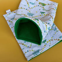 Load image into Gallery viewer, Clouds and bunting full cage set. Cube house, snuggle sack, tunnel cage set for hedgehog or small pet.