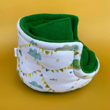 Load image into Gallery viewer, Clouds and bunting cuddle cup. Pet sofa. Hedgehog and small guinea pig bed. Small pet beds. Fleece sofa bed.