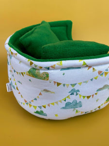 LARGE clouds and bunting cuddle cup. Pet sofa. Guinea pig bed. Pet beds. Fleece bed. Fleece sofa. Pet sofa.