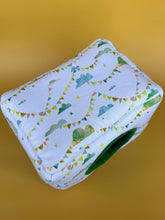 Load image into Gallery viewer, LARGE clouds and bunting  cosy bed. Cosy cube. Cuddle Cube. Snuggle house. Fleece hidey. Padded house for guinea pigs.