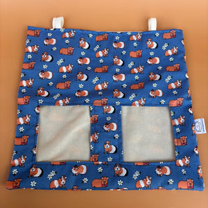 Daisy guinea pigs hanging hay bag for guinea pigs. Cotton hay feeder.