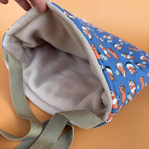 LARGE daisy guinea pigs padded bonding bag. Fleece lined guinea pig pouch.