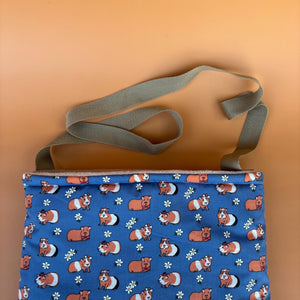LARGE daisy guinea pigs padded bonding bag. Fleece lined guinea pig pouch.