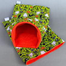 Load image into Gallery viewer, Halloween snuggle sack or snuggle pouch. Fleece lined sleeping bag for hedgehogs and small animals
