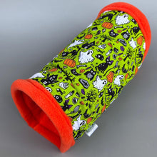 Load image into Gallery viewer, Halloween stay open tunnel. Padded fleece tunnel for hedgehogs, rats and small pets.