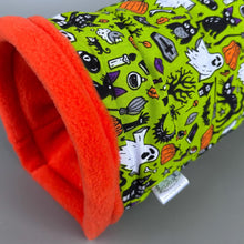 Load image into Gallery viewer, Halloween stay open tunnel. Padded fleece tunnel for hedgehogs, rats and small pets.