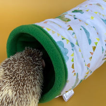 Load image into Gallery viewer, Clouds and bunting full cage set. Corner house, snuggle sack, tunnel cage set for hedgehog or small pet.