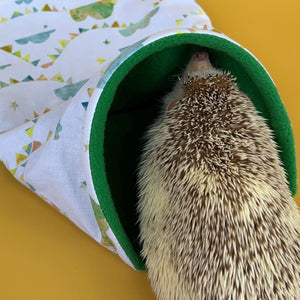 Clouds and bunting mini set. Tunnel, snuggle sack and toys. Hedgehog fleece tunnel and pouch.