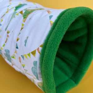 Clouds and bunting stay open tunnel. Padded fleece tunnel for hedgehogs, rats and small pets.