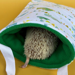 Clouds and bunting padded bonding bag, carry bag for hedgehog. Fleece lined pet tote. Pet travel bag.
