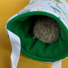 Load image into Gallery viewer, Clouds and bunting padded bonding bag, carry bag for hedgehog. Fleece lined pet tote. Pet travel bag.
