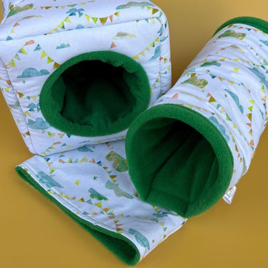 Clouds and bunting full cage set. Cube house, snuggle sack, tunnel cage set for hedgehog or small pet.