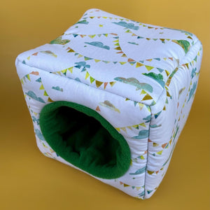 Clouds and bunting full cage set. Cube house, snuggle sack, tunnel cage set for hedgehog or small pet.