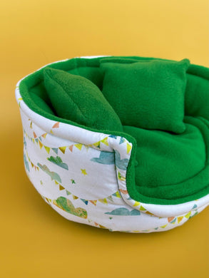 LARGE clouds and bunting cuddle cup. Pet sofa. Guinea pig bed. Pet beds. Fleece bed. Fleece sofa. Pet sofa.