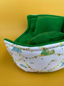 LARGE clouds and bunting cuddle cup. Pet sofa. Guinea pig bed. Pet beds. Fleece bed. Fleece sofa. Pet sofa.