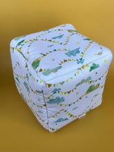 Load image into Gallery viewer, Clouds and bunting cosy cube house. Hedgehog and guinea pig cube house. Padded fleece lined house.