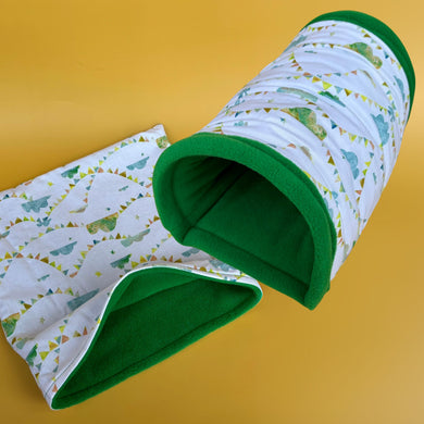 LARGE Clouds and bunting mini set. LARGE size tunnel, LARGE snuggle sack and toys. Fleece bedding.