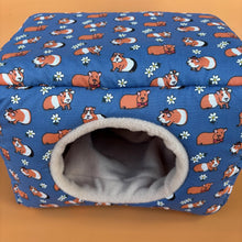 Load image into Gallery viewer, LARGE daisy guinea pigs cosy bed. Cosy cube padded house for guinea pigs.