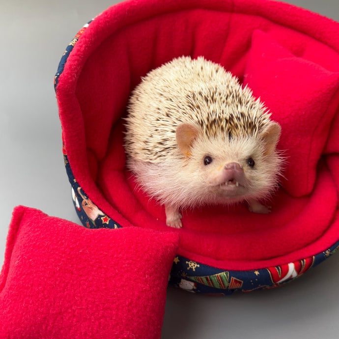 Christmas cuddle cup. Pet sofa. Hedgehog and small guinea pig bed. Small pet beds. Fleece sofa bed.
