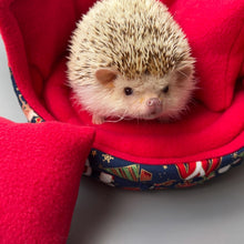 Load image into Gallery viewer, Christmas cuddle cup. Pet sofa. Hedgehog and small guinea pig bed. Small pet beds. Fleece sofa bed.