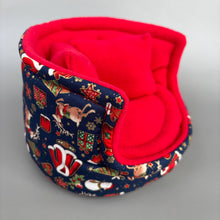 Load image into Gallery viewer, Christmas cuddle cup. Pet sofa. Hedgehog and small guinea pig bed. Small pet beds. Fleece sofa bed.