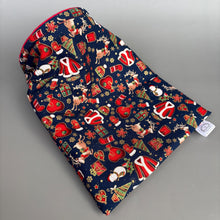 Load image into Gallery viewer, Christmas snuggle sack or snuggle pouch. Fleece lined sleeping bag for hedgehogs, guinea pigs and small animals
