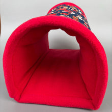 Load image into Gallery viewer, LARGE Christmas stay open tunnel. Padded fleece tunnel. Padded tunnel for guinea pigs.