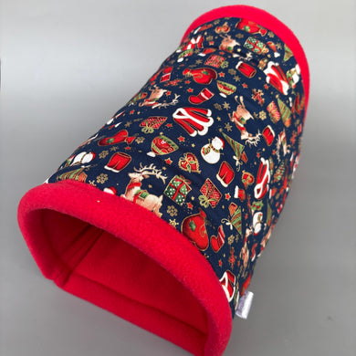 LARGE Christmas stay open tunnel. Padded fleece tunnel. Padded tunnel for guinea pigs.