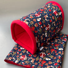 Load image into Gallery viewer, LARGE Christmas mini set. LARGE size tunnel, LARGE snuggle sack and toys. Fleece bedding.