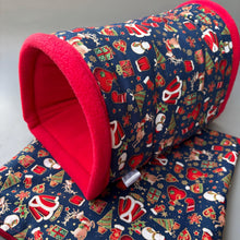 Load image into Gallery viewer, LARGE Christmas mini set. LARGE size tunnel, LARGE snuggle sack and toys. Fleece bedding.