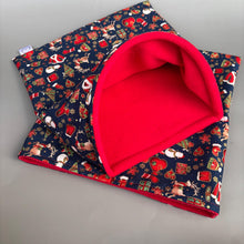 Load image into Gallery viewer, LARGE Christmas mini set. LARGE size tunnel, LARGE snuggle sack and toys. Fleece bedding.