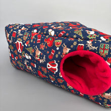 Load image into Gallery viewer, Christmas full cage set. Corner house, snuggle sack, tunnel cage set for hedgehog or small pet.
