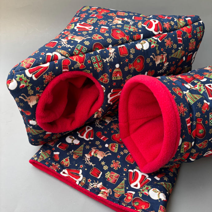Christmas full cage set. Corner house, snuggle sack, tunnel cage set for hedgehog or small pet.
