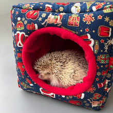 Load image into Gallery viewer, Christmas full cage set. Cube house, snuggle sack, tunnel cage set for hedgehog or small pet.