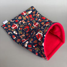 Load image into Gallery viewer, Christmas mini set. Tunnel, snuggle sack and toys. Fleece bedding. Hedgehog fleece tunnel and pouch.