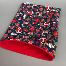 Load image into Gallery viewer, Christmas mini set. Tunnel, snuggle sack and toys. Fleece bedding. Hedgehog fleece tunnel and pouch.