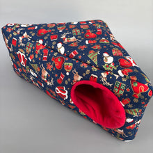 Load image into Gallery viewer, Christmas corner house. Hedgehog and small pet house. Padded fleece lined house.