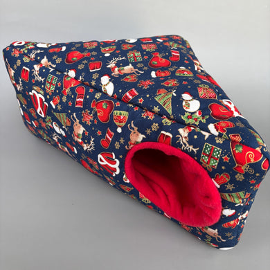 Christmas corner house. Hedgehog and small pet house. Padded fleece lined house.