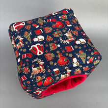 Load image into Gallery viewer, Christmas cosy cube house. Hedgehog and guinea pig cube house. Padded fleece lined house.