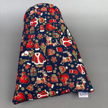 Load image into Gallery viewer, Christmas cosy snuggle cave. Padded stay open snuggle cave. Hedgehog bed. Fleece pet bedding.