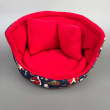 Load image into Gallery viewer, Christmas cuddle cup. Pet sofa. Hedgehog and small guinea pig bed. Small pet beds. Fleece sofa bed.