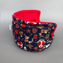 Load image into Gallery viewer, Christmas cuddle cup. Pet sofa. Hedgehog and small guinea pig bed. Small pet beds. Fleece sofa bed.