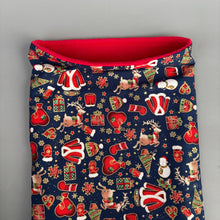 Load image into Gallery viewer, Christmas snuggle sack or snuggle pouch. Fleece lined sleeping bag for hedgehogs, guinea pigs and small animals