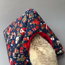 Load image into Gallery viewer, Christmas tent house. Hedgehog and small animal house. Padded fleece lined house.