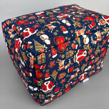 Load image into Gallery viewer, LARGE Christmas cosy bed. Cosy cuddle Cube. Snuggle house. Fleece hidey. Padded house for guinea pig.