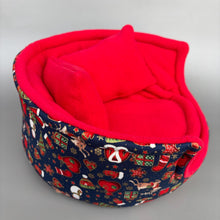 Load image into Gallery viewer, LARGE Christmas cuddle cup. Pet sofa. Guinea pig bed. Pet beds. Fleece bed. Fleece sofa. Pet sofa.