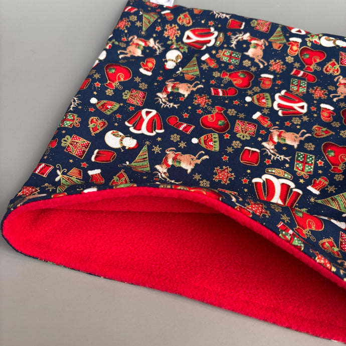 LARGE Christmas snuggle sack. Snuggle pouch/sleeping bag for hedgehogs, guinea pig and other small animals.